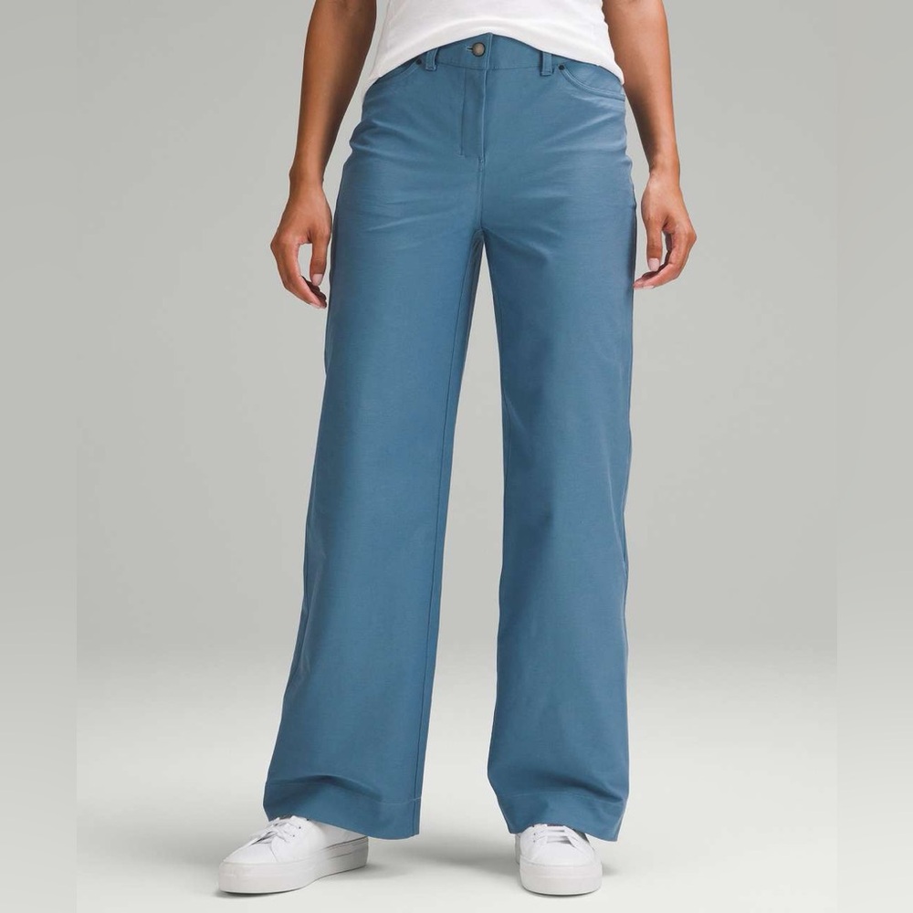 Lululemon City Sleek 5 Pocket Wide-Leg High-Rise Pant, Size 31, “Utility Blue”